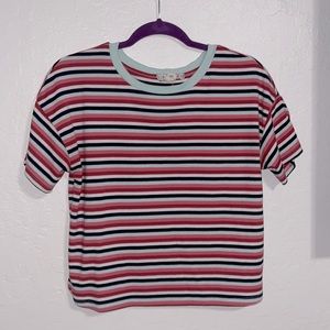 Pink, White, Navy, Teal, and Red Striped Shirt